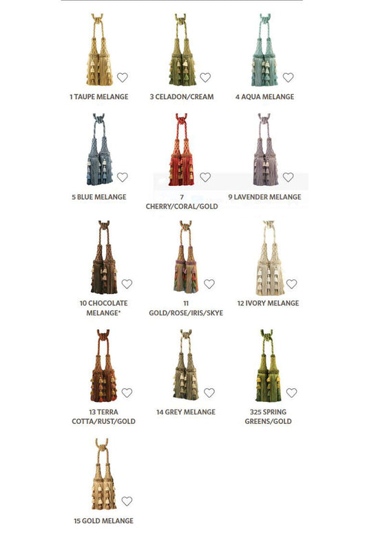 Special Order Samuel and Sons Orsay Silk Double Tassel Tieback Celadon Cream Silk