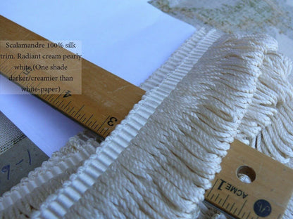 By Yard Scalamandre 100% Silk Loop Fringe Trim Cream Pearl White Ft669-1 MSRP USD 285/Y!