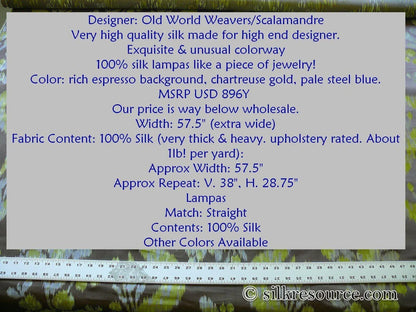 Scalamandre Visby ROSEHIP 100% SILK Lampas SHADOW BROWN Old World Weavers MSRP USD 896/Y #1464