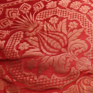 RENAISSANCE ARTICHOKE SILK DAMASK in Cabernet Red & Copper