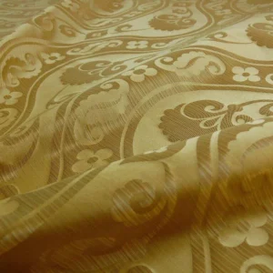 BY YARD HIGH END 100%SILK DAMASK PEONY RIVER "CURRY"