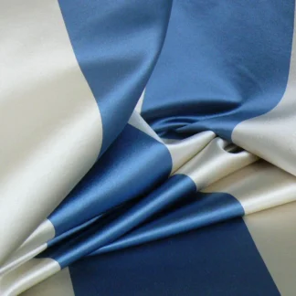 CLARENCE HOUSE SILK SATIN 5" STRIPE TICKING BLUE&WHITE