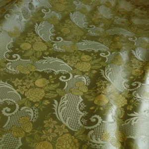 HiEND POM ROSE LACE 100% SILK LAMPAS OLIVE GREEN "MOSS" GOLD