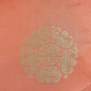 SCALAMANDRE CHINESE DISK CORAL RED MINT GREEN SILK DAMASK TRIANG