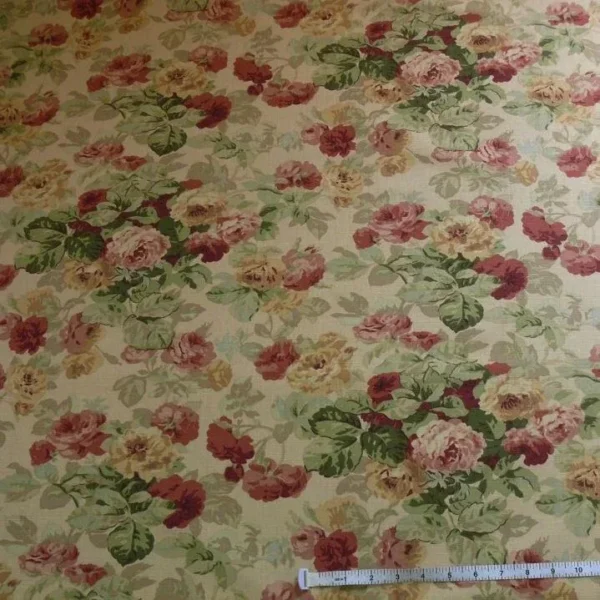 LEE JOFA EVESHAM ROSE PRINT in MELON 4.5 yds