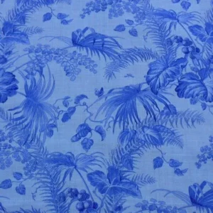 SCALAMANDRE TROPICAL TOILE LINEN CHINA BLUE ON IVORY MSRP$215/Y