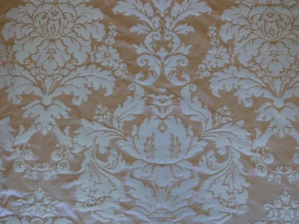 BTY100% SILK DAMASK HISTORICAL REPRODUCTION PALEST PEACH & CREAM