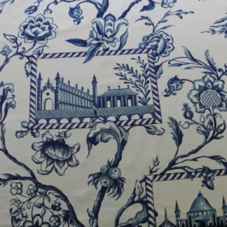 BTY BEACON HILL PALACE WALK INDIGO WHITE PRINT COTTON fr ITALY