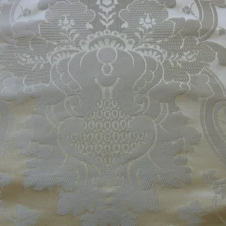 HiEND DESIGNER 100% SILK RENAISSANCE DAMASK "PEARL" WHITE