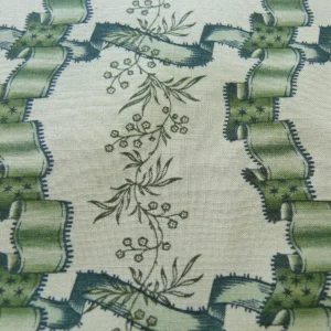 CLARENCE HOUSE RUBANS FLEURY COTTON PRINT GREEN on NATURAL BTY