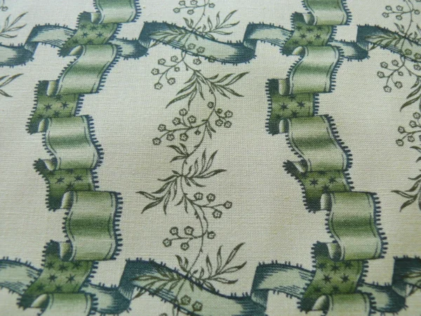 CLARENCE HOUSE RUBANS FLEURY COTTON PRINT GREEN on NATURAL BTY