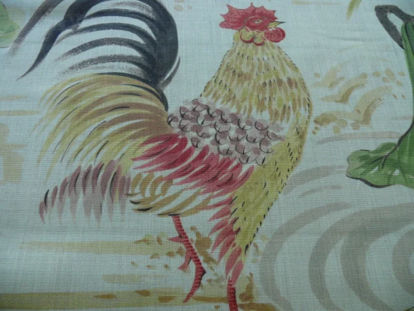 CLARENCE HOUSE IL GALLO ROOSTER CHICKEN LINEN PRINT BTY MSRP$250