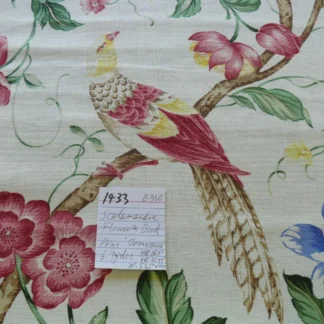 SCALAMANDRE FLOWER & BIRDS LINEN PRINT ORIENTEAUX  CHINOISERIE