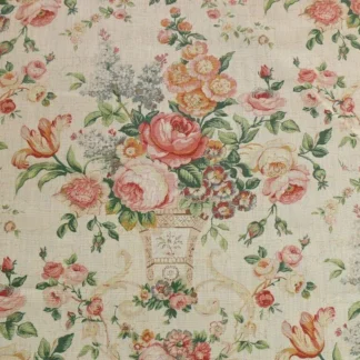 LEE JOFA ASHURST PEONY TULIP LILAC ROSE100%LINEN PRINT ON ECRU