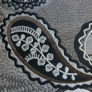 SMASHING! 100% SILK SILK OTTOMAN BLACK & WHITE SILVER PAISLEY  B