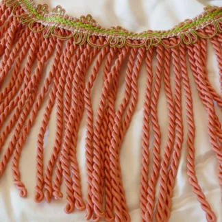 SCALAMANDRE LYRIC BUILLION FRINGE 100% SILK CORAL & LIME BTY MSR