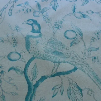 CLARENCE HOUSE RAMBOUILLET TOILE BIRD PRINT AQUA BLUE BTY#1504