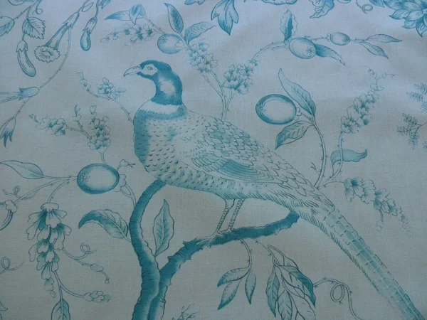 CLARENCE HOUSE RAMBOUILLET TOILE BIRD PRINT AQUA BLUE BTY#1504