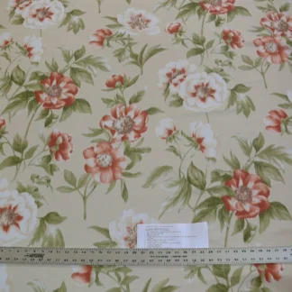 SCALAMANDRE ANEMONE FLORAL RED n CREAM 100% SILK WARP PRINT $278