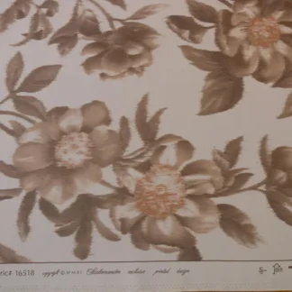 SCALAMANDRE ANEMONE FLOWER SEPIA  on CREAM 100% SILK MSRTP$278