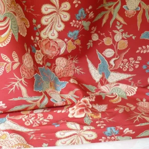 CLARENCE HOUSE Bangalore LINEN PRINT ROSE RED FLORAL MSRP $250/Y