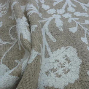 OLD WORLD WEAVERS CREWEL BALIK EMBROIDERY WHITE on NATURAL MSRP$