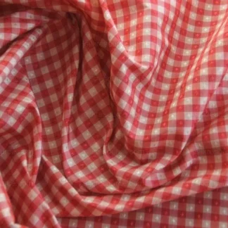 Scalamandre "Dorine" 100%Silk Red And White Minicheck GINGHAM