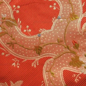 100%Silk Lampas Basilica Crimson Red French Court Lace BTY