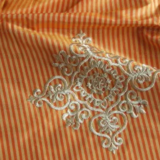 HIGHLAND COURT 100%Silk Taffeta Embroidery Orange Saffron