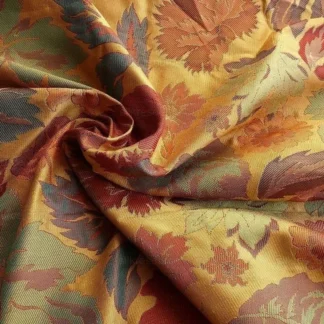 HiEnd 100% Silk Lampas Brocade Golden Fall Foliage BTY