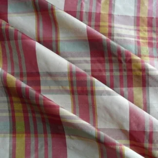 100% SILK PLAID PINK STRAWBERRY & CREAM