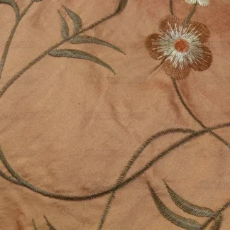 DESIGNER SILK EMBROIDERY COPPER RED FLOWER