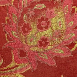 RM COCO 100% SILK LAMPAS GILDED PAISLEY "CRIMSON" RED RT$267/Y