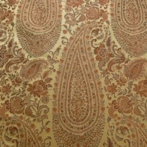 BTY FAB 100% SILK LAMPAS CASHMERE PAISLEY "JAVA" BROWN