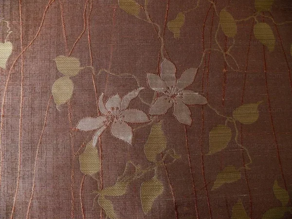 HiEND 100%SILK LAMPAS DECO VINE FLOWER "COFFEE" BROWN BTY