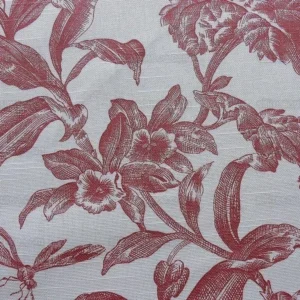 BEAUTIFUL AMETEX RED WHITE TOILE TROPICAL FLOWER