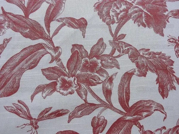 BEAUTIFUL AMETEX RED WHITE TOILE TROPICAL FLOWER