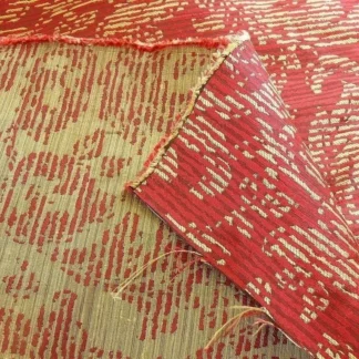 100% SILK DAMASK VINE W PIN STRIPE "CRIMSON" RED