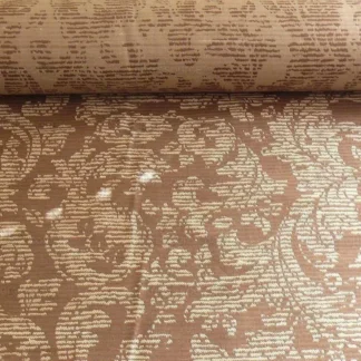 100% SILK DAMASK VINE W PIN STRIPE "ESPRESSO" BROWN