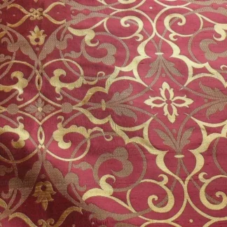 100% SILK JACQUARD FILIGREE MURAL "TEMPEST" RED