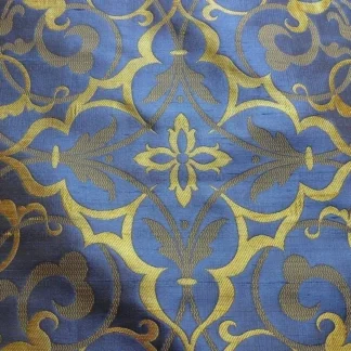 100% SILK JACQUARD FILIGREE MURAL "REGAL" BLUE