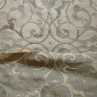 100% SILK JACQUARD FILIGREE MURAL "INCENSE" GRAY