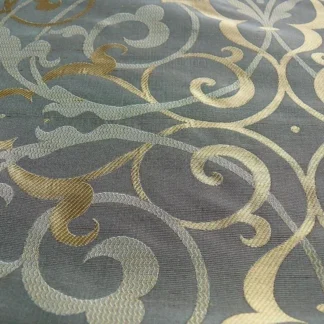 100% SILK JACQUARD FILIGREE MURAL "SMOKE" GRAY