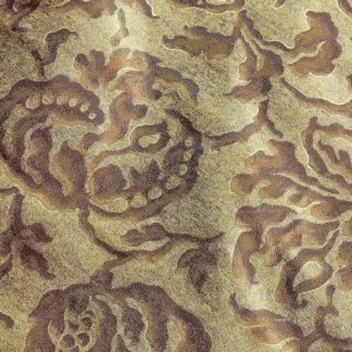 100% SILK JACQUARD PAPERCUT POM FLOWER "CASAVA" BROWN