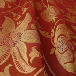 100% SILK LAMPAS FAIRY TALE POM "RUSSET" RED