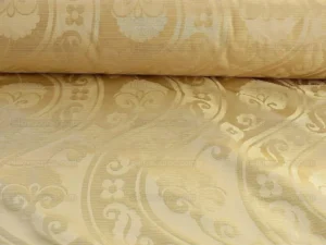 100%SILK DAMASK PEONY RIVER "WHITE GOLD" ECRU