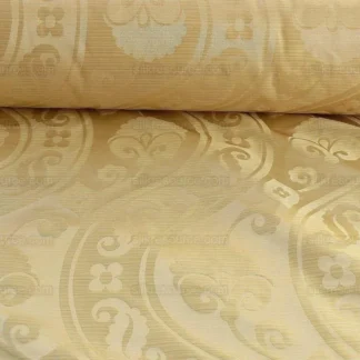 100%SILK DAMASK PEONY RIVER "WHITE GOLD" ECRU