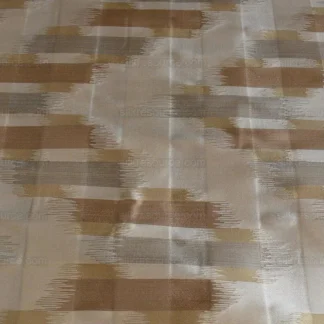 100% SILK LAMPAS IKAT WAVE "FLAX" TAN