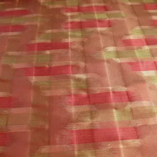 100% SILK LAMPAS IKAT WAVE "REDWOOD" RED