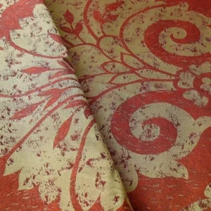 100% SILK DAMASK LARGE STONE PAISLEY "REDWOOD" RED BTY